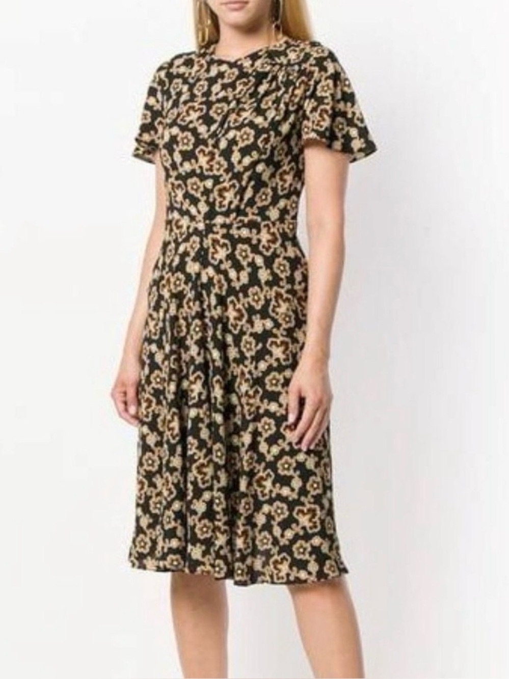 Isabel Marant Etoile Lexia Floral Brown Black Knee Length Size 40 US 8